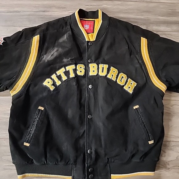 NFL Men’s Suede Pittsburgh Steelers Lined Embroidered Patches Coat Size XL - Picture 5 of 5